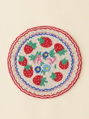 NWT For Love and Lemons Beaded Trivet Cookware Colorful Spring Summer Strawberry
